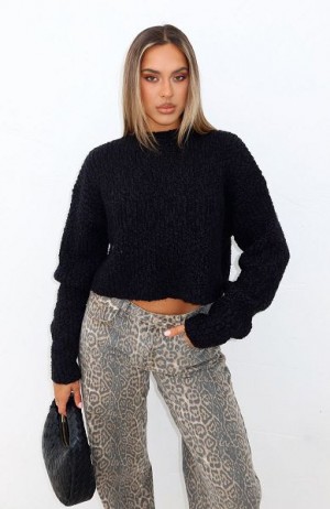 Black White Fox Boutique Leave Without Me Knit Sweaters | US_71346JTPM