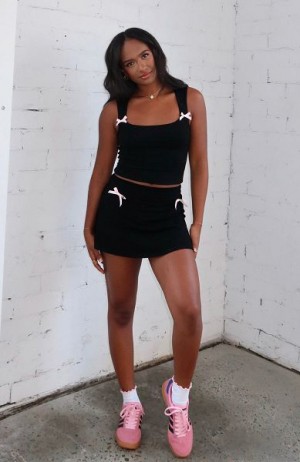 Black White Fox Boutique Say What I Want Mini Skirts | US_75230MRZT