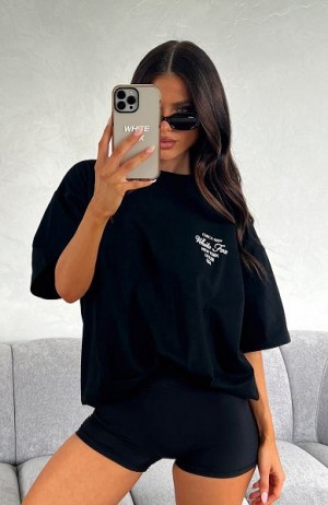 Black White Fox Boutique Show Me The World Oversized T-shirt | US_46031APWF