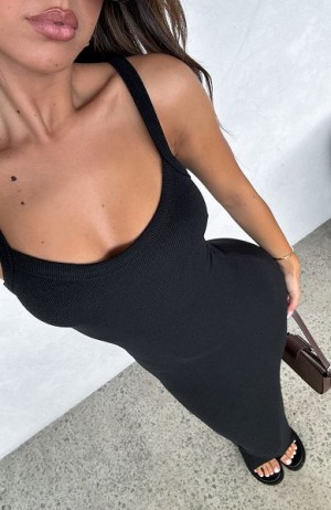 Black White Fox Boutique We Can Work It Out Ribbed Maxi Dress | US_27184WHZY