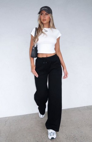 Black White Fox Boutique You'd Love It Here Wide Leg Sweatpants | US_38079UHEV