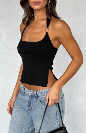 Black White Fox Boutique You're On Your Own Halter Tops | US_06982KBZU