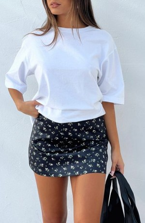 Black / White White Fox Boutique Let's Get Over It Mini Skirts | US_72940NDVF