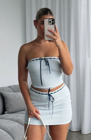 Blue White Fox Boutique Some You Win Mini Skirts | US_62783NQEU