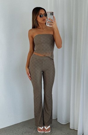 Brown White Fox Boutique Don't Mention It Pants | US_84120TGPL