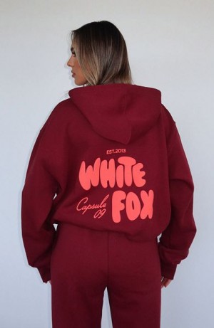 Burgundy White Fox Boutique Capsule 9 Star Of The Moment Oversized Hoodie | US_92367TMWZ