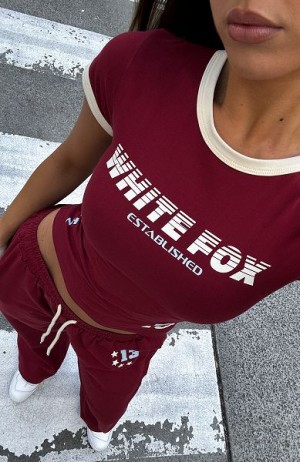 Burgundy White Fox Boutique Full Schedule Baby T-shirt | US_65427POCU