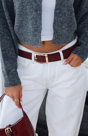 Burgundy / Gold White Fox Boutique Nights Like These Belts | US_51392BOKV