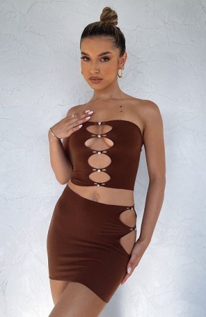 Chocolate White Fox Boutique Built Like This Mini Skirts | US_78139VANU