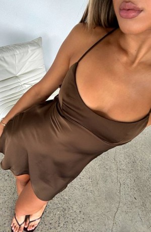 Chocolate White Fox Boutique Call Me When You Want Mini Dress | US_23815UXAZ