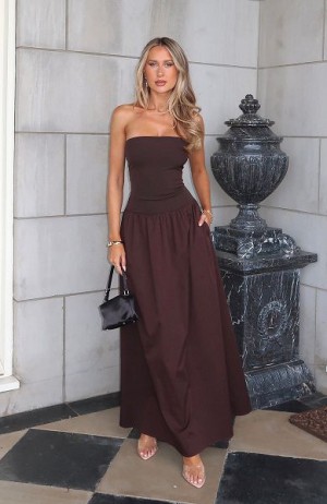 Chocolate White Fox Boutique Take Back Maxi Dress | US_54037PMTR