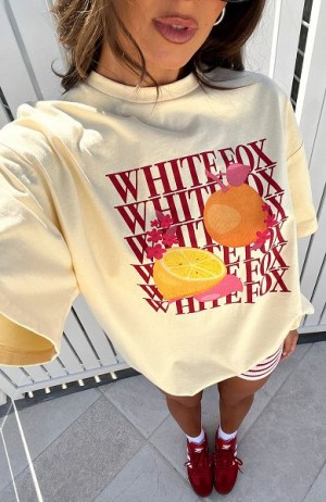 Cream White Fox Boutique Oh So Sweet Oversized T-shirt | US_91526RLAJ