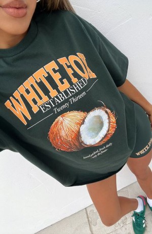 Dark Green White Fox Boutique That Island Time Oversized T-shirt | US_52067QOXP