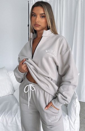 Grey Brown White Fox Boutique The Highest Demand Zip Front Sweaters | US_02578QLFR