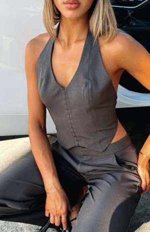 Grey White Fox Boutique 5th Avenue Vest Tops | US_63915QHIT