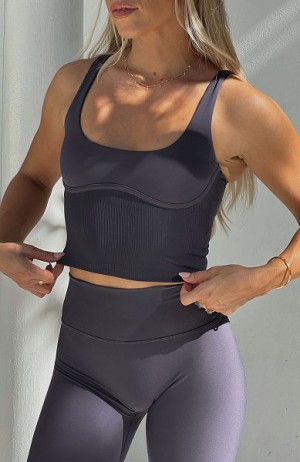 Grey White Fox Boutique Aurora Sports Cropped Tops | US_98132NVFD