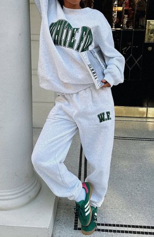 Grey White Fox Boutique Decade Classics Varsity Sweatpants | US_86734PYBF