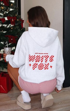 Grey White Fox Boutique Deck The Halls Oversized Hoodie | US_40593OLED