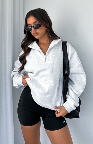 Grey White Fox Boutique Doing It For You Zip Front Sweaters | US_10657MIOG