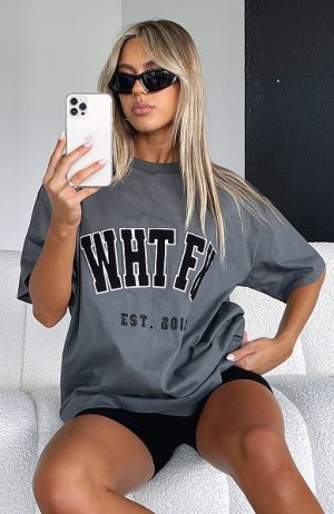 Grey White Fox Boutique Give It Away Oversized T-shirt | US_57416FISX