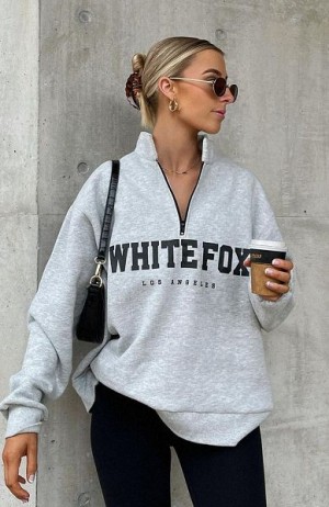 Grey White Fox Boutique High Standard Zip Front Sweaters | US_46529GFVS