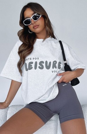 Grey White Fox Boutique Leisure Series Oversized T-shirt | US_34170NCXJ