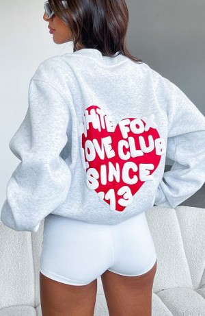 Grey White Fox Boutique Love Club Oversized Sweaters | US_78190FAVN