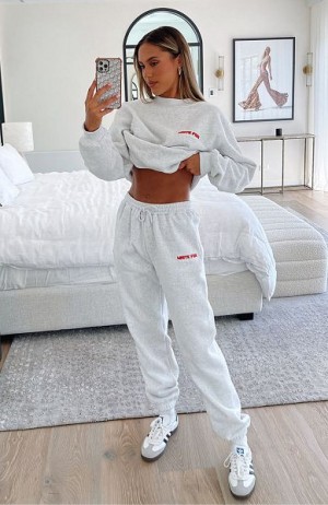 Grey White Fox Boutique Love Club Sweatpants | US_90753DCZS