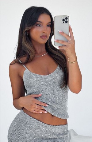 Grey White Fox Boutique Love Galore Sequin Knit Tops | US_45079EBYJ