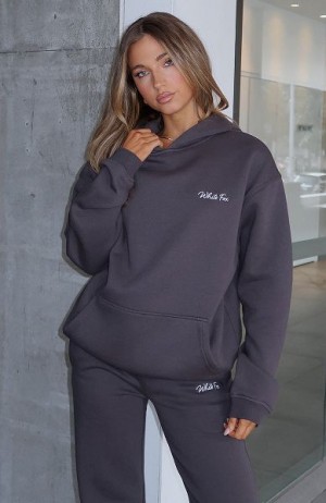 Grey White Fox Boutique Match Your Words Oversized Hoodie | US_09627GCFD