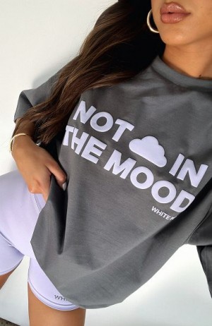 Grey White Fox Boutique Take A Hint Oversized T-shirt | US_13276RQSA