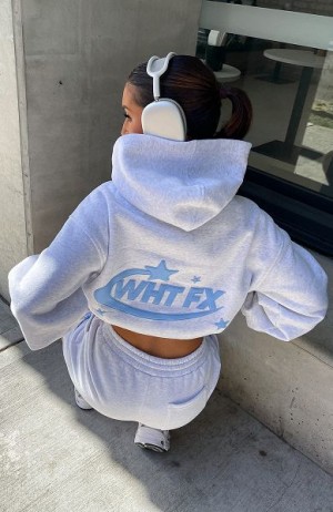 Grey White Fox Boutique The Main Star Oversized Hoodie | US_15437IWBV