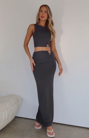 Grey White Fox Boutique Too Many Times Maxi Skirts | US_24309TVXN