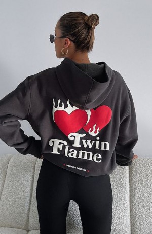 Grey White Fox Boutique Twin Flame Oversized Hoodie | US_58430YIWH