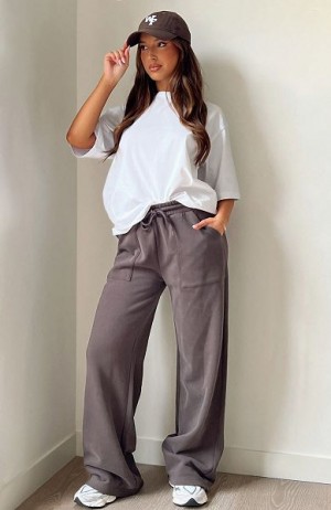 Grey White Fox Boutique You'd Love It Here Wide Leg Sweatpants | US_03942DARZ