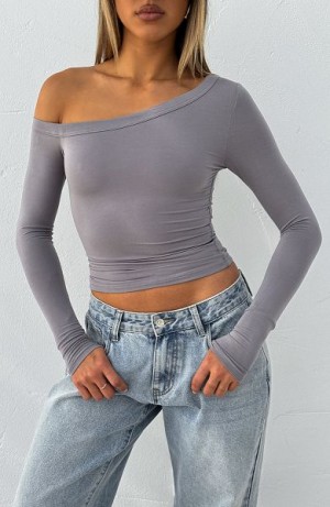 Grey White White Fox Boutique Predicting The Future Long Sleeve Tops | US_71869SMEZ