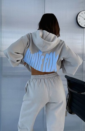 Grey / Blue White Fox Boutique Archive 6.0 Oversized Hoodie | US_89237EWLJ