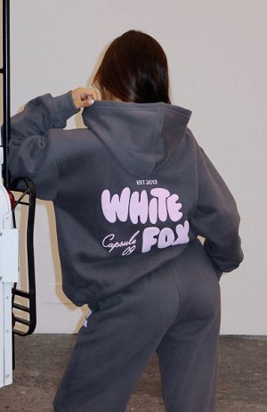 Grey / Pink White Fox Boutique Capsule 9 Star Of The Moment Oversized Hoodie | US_50267ZOYI