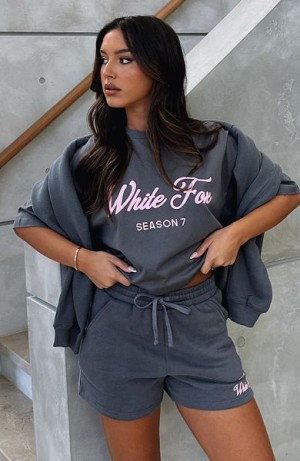 Grey / Pink White Fox Boutique Season 7 Oversized T-shirt | US_10345YVOK