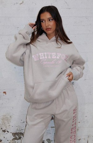 Grey / White White Fox Boutique Capsule 9 Catch A Vibe Oversized Hoodie | US_97026MURI