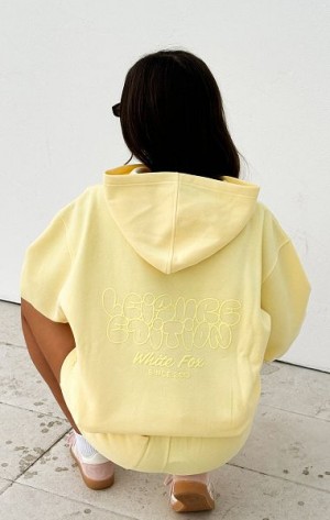 Lemon White Fox Boutique Leisure Edition Oversized Hoodie | US_83159XKWV