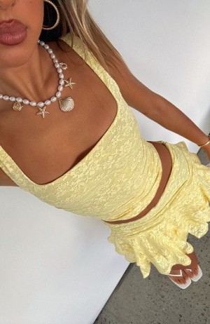 Lemon White Fox Boutique Let's Have Some Fun Lace Tank Top | US_38652KBTZ