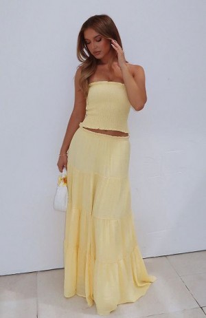 Lemon White Fox Boutique Prove Me Right Maxi Skirts | US_53897IMJU