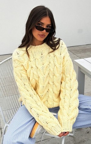 Lemon White Fox Boutique Real Feelings Oversized Knit Sweaters | US_40967MQNY