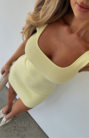 Lemon White Fox Boutique Send My Best Knit Mini Dress | US_83425STWF