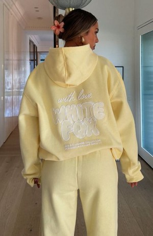 Lemon White Fox Boutique With Love Always Oversized Hoodie | US_97524VJIW