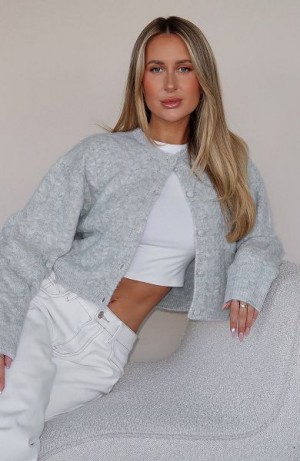 Light Grey White Fox Boutique Betting On You Knit Cardigan | US_23517DKTJ