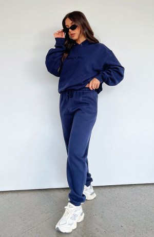 Navy White Fox Boutique Stay Lifted Sweatpants | US_60795ZYSP