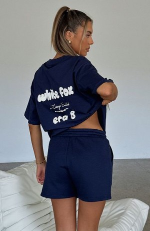 Navy / White White Fox Boutique Era 8 Oversized T-shirt | US_05681ATSE