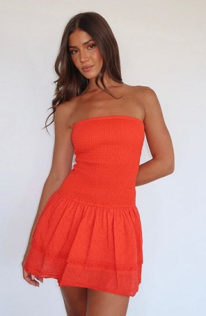 Orange White Fox Boutique Seeking You Strapless Mini Dress | US_46078RHQT